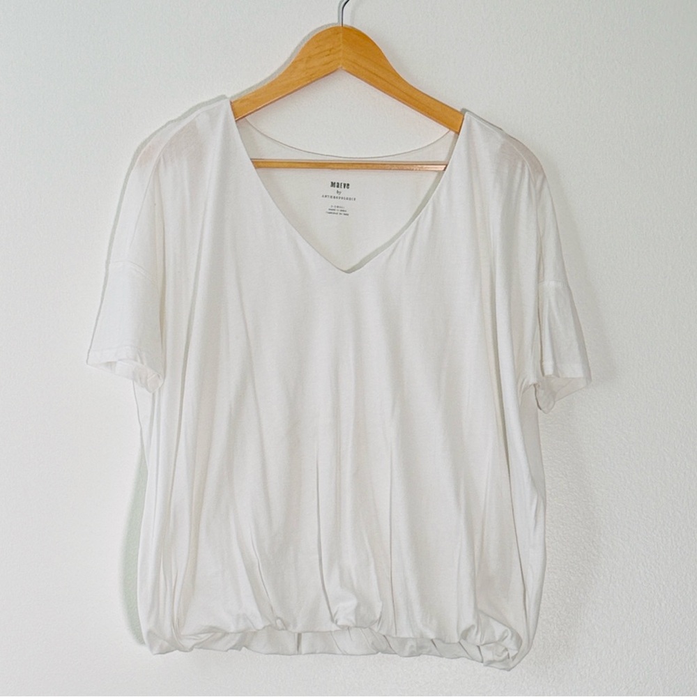 Maeve Women’s White Short Sleeve Blouse